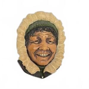 Bosson Eskimo / Vintage Head Chalkware / Made in England / As Found